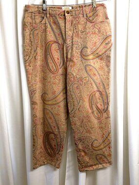 Vintage Women's Talbots Petites Stretch Paisley Print Soft Stretch Jeans Size 14